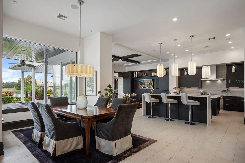Dining room, Interior, Kitchen, Pendant Lights, Recessed Lighting, Stainless Steel Appliances