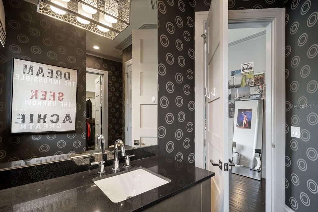 Bathroom, Interior, Recessed Lighting, Wood Texture Flooring