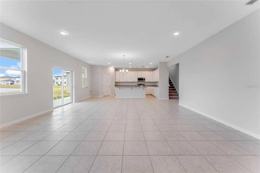 Chandelier, Empty room, Interior, Kitchen, Recessed Lighting