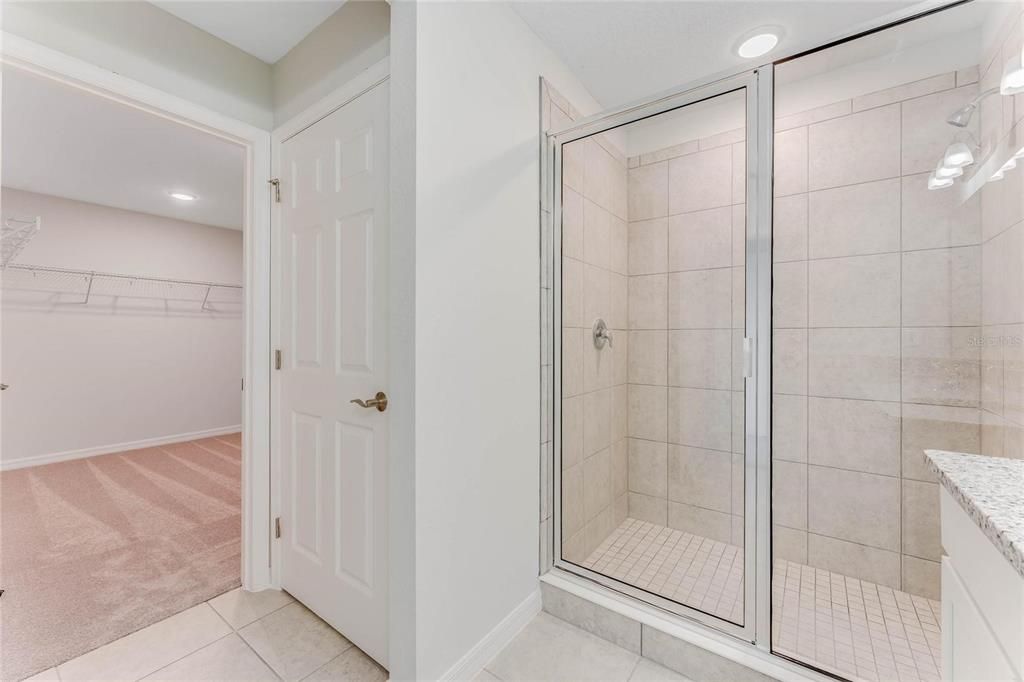 Bathroom, Glass Shower, Interior, Recessed Lighting, Walk-in Closets