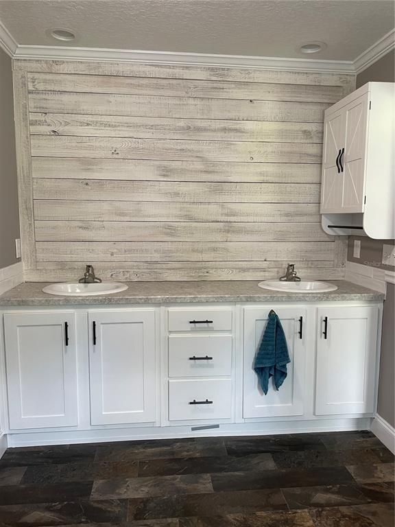 Bathroom, Dual Sink Vanities, Interior, Recessed Lighting, Wooden Walls