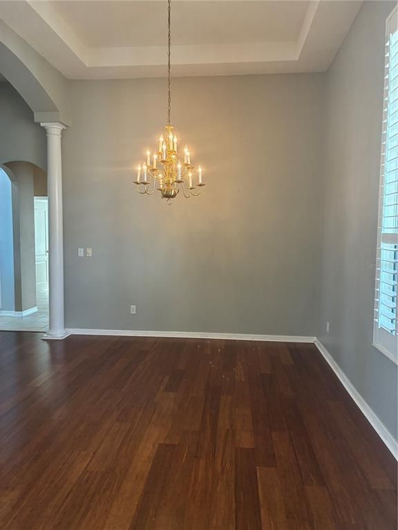 Chandelier, Empty room, Interior, Wood Texture Flooring