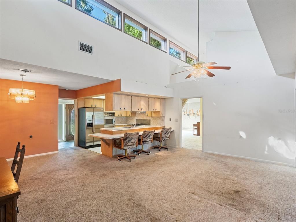 Chandelier, Interior, Kitchen, Pendant Lights, Stainless Steel Appliances
