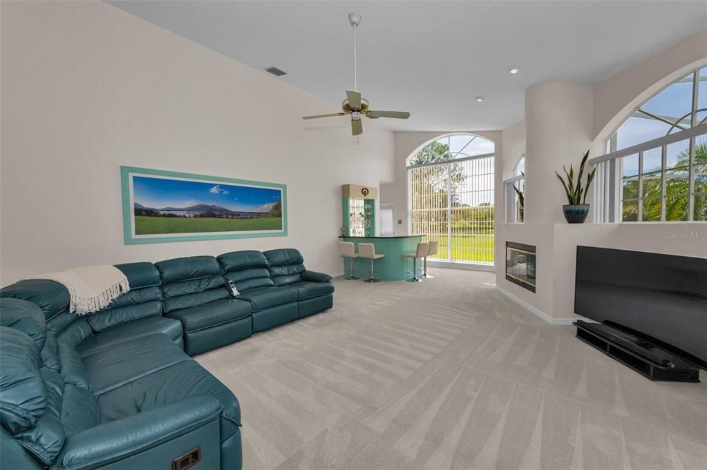 Fireplace, Interior, Living room, Recessed Lighting