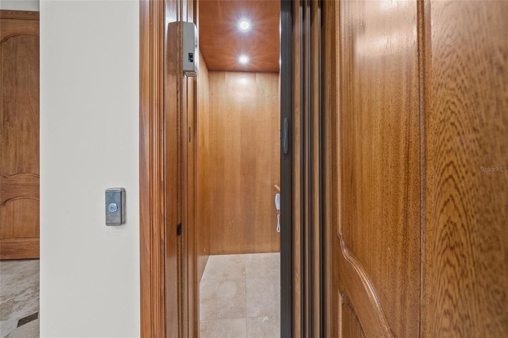 Elevator, Interior, Recessed Lighting, Wooden Ceilings, Wooden Walls