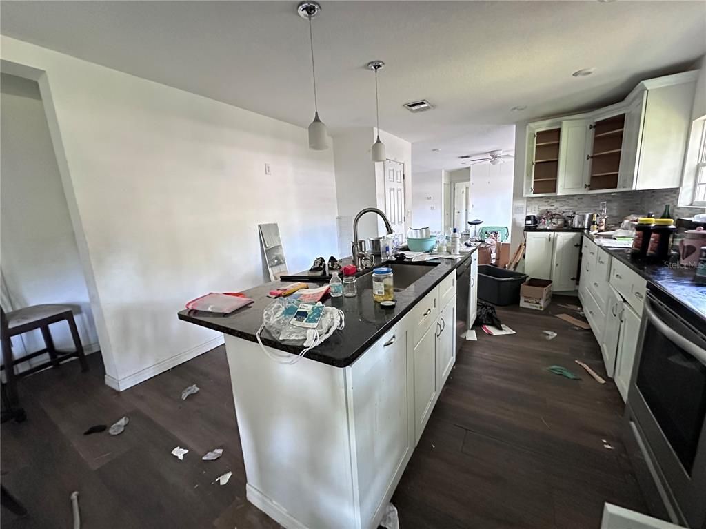 Interior, Kitchen, Pendant Lights, Recessed Lighting, Wood Texture Flooring