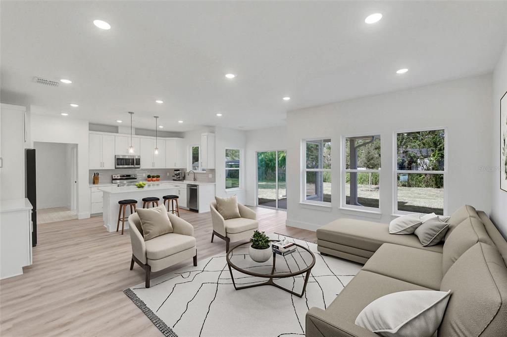 Interior, Kitchen, Living room, Pendant Lights, Recessed Lighting