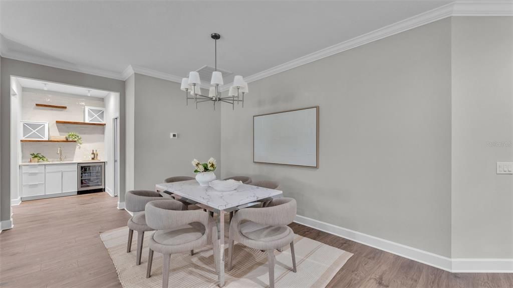 Chandelier, Dining room, Interior, Wood Texture Flooring