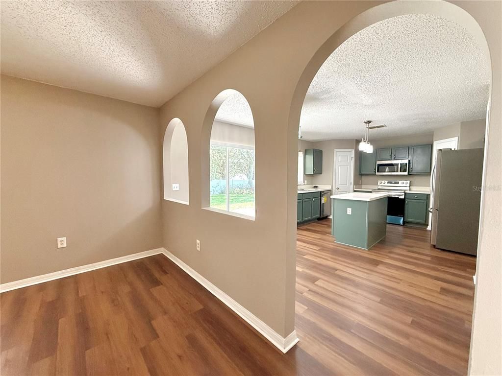 Interior, Kitchen, Pendant Lights, Stainless Steel Appliances, Wood Texture Flooring