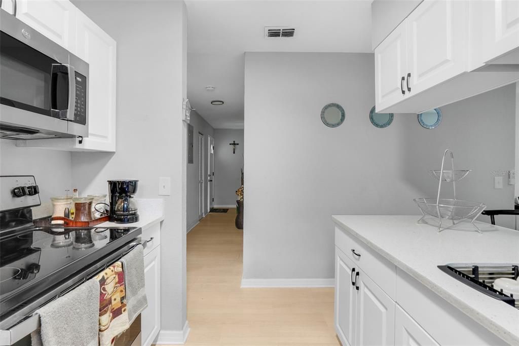 Interior, Kitchen, Recessed Lighting, Wood Texture Flooring