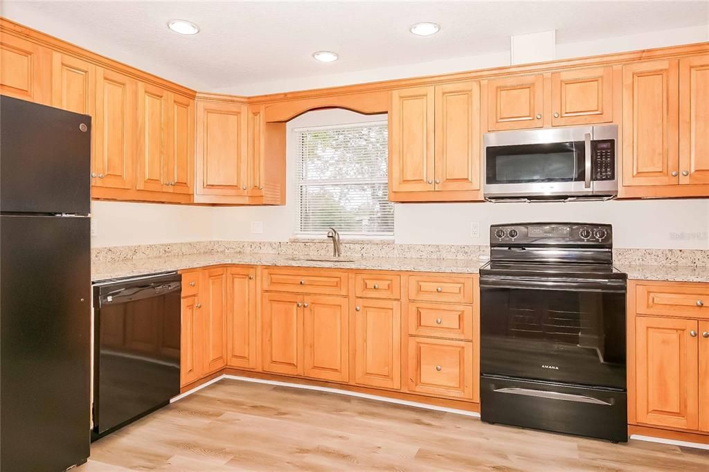 Interior, Kitchen, Recessed Lighting, Wood Texture Flooring