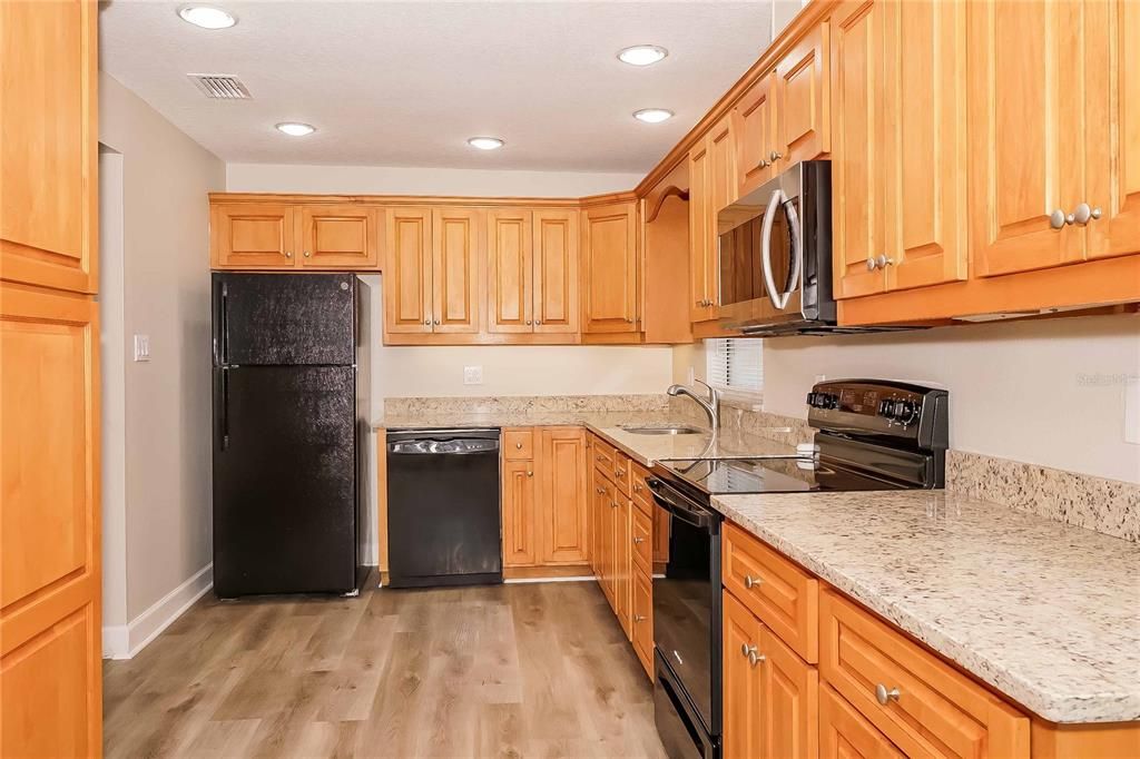 Interior, Kitchen, Recessed Lighting, Wood Texture Flooring