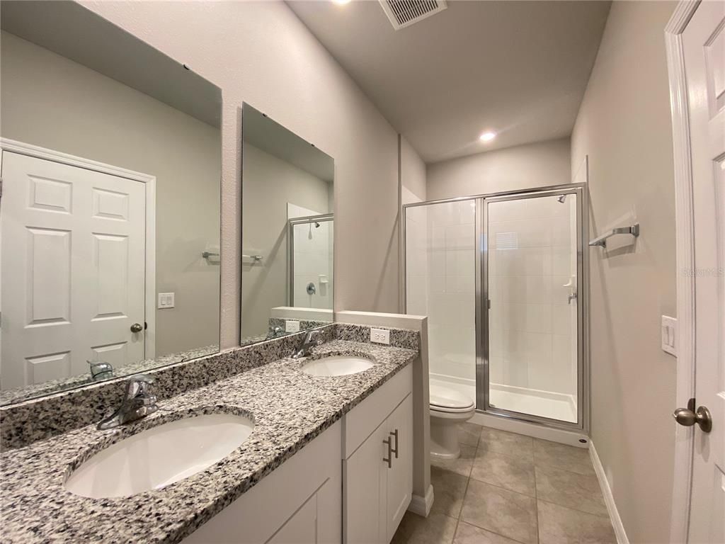Bathroom, Dual Sink Vanities, Glass Shower, Interior, Recessed Lighting