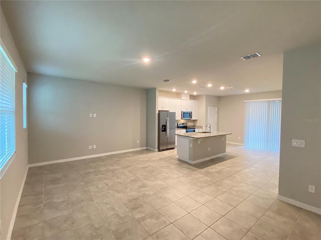 Empty room, Interior, Kitchen, Recessed Lighting, Stainless Steel Appliances