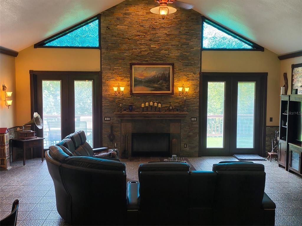 Fireplace, Interior, Living room, Stone Walls