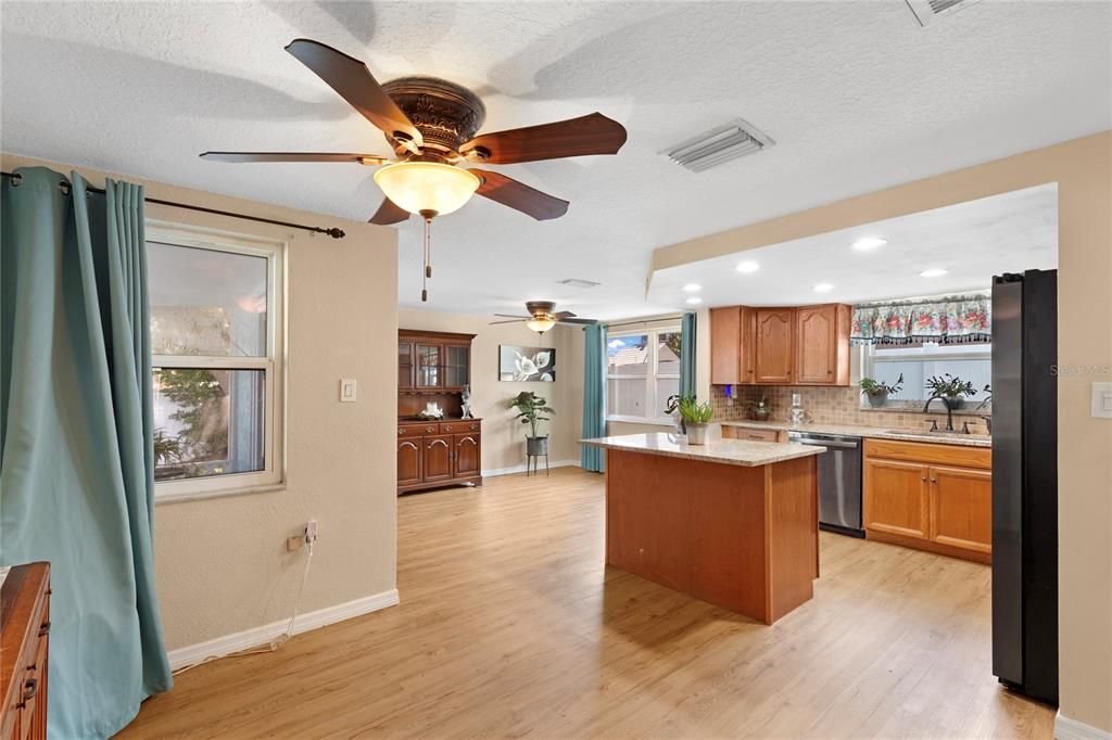 Interior, Kitchen, Recessed Lighting, Wood Texture Flooring