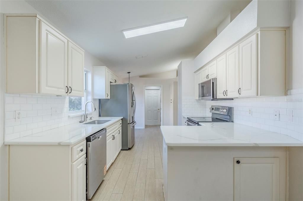 Interior, Kitchen, Recessed Lighting, Wood Texture Flooring