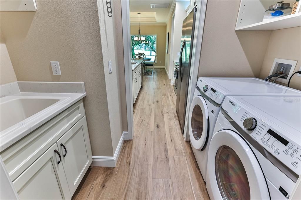 Interior, Pendant Lights, Washer, Wood Texture Flooring