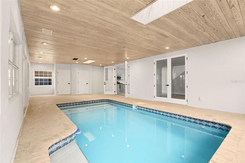 Interior, Pool, Recessed Lighting, Wooden Ceilings