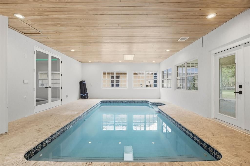 Interior, Pool, Recessed Lighting, Wooden Ceilings