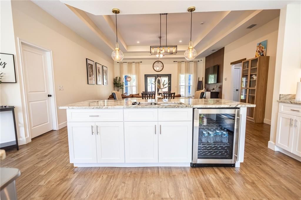 Interior, Kitchen, Pendant Lights, Recessed Lighting, Wood Texture Flooring