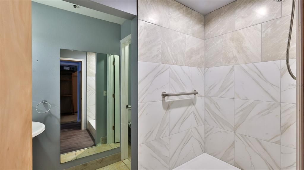 Bathroom, Glass Shower, Interior, Marble Walls