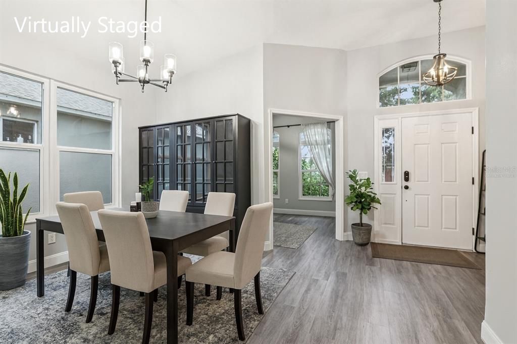 Chandelier, Dining room, Interior, Pendant Lights, Wood Texture Flooring