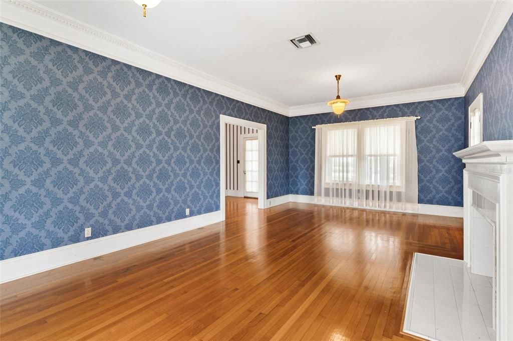 Empty room, Fireplace, Interior, Wood Texture Flooring