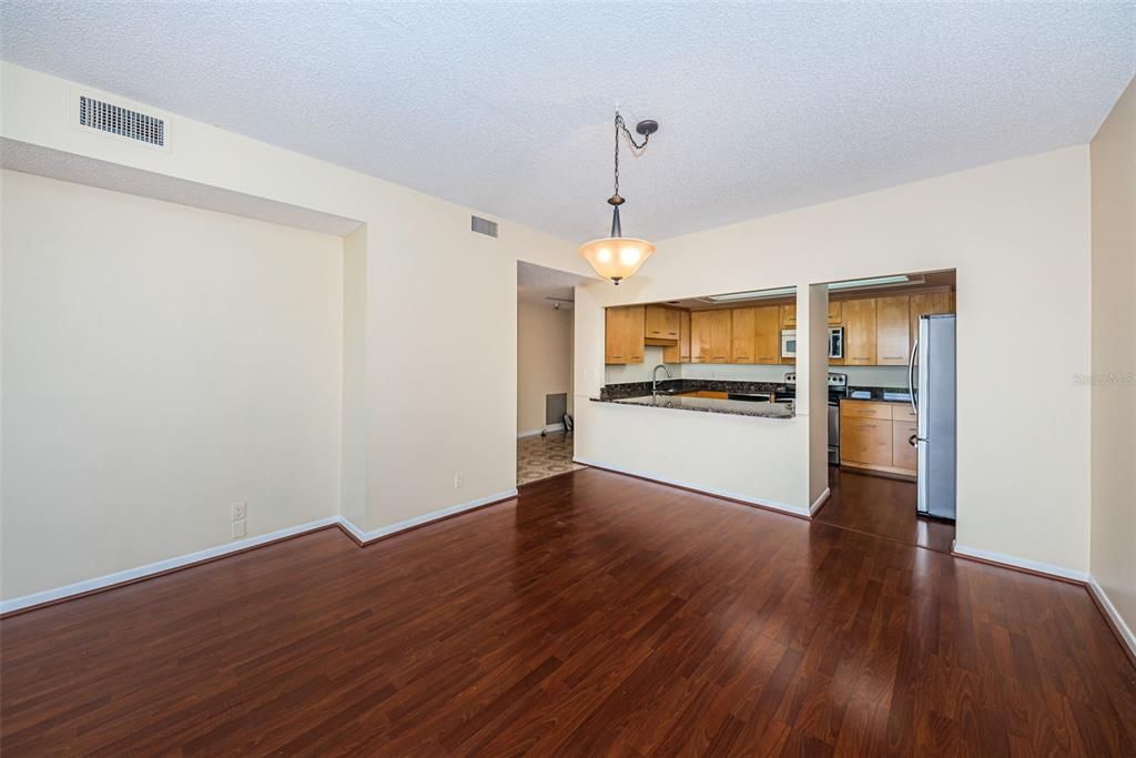 Interior, Kitchen, Pendant Lights, Wood Texture Flooring
