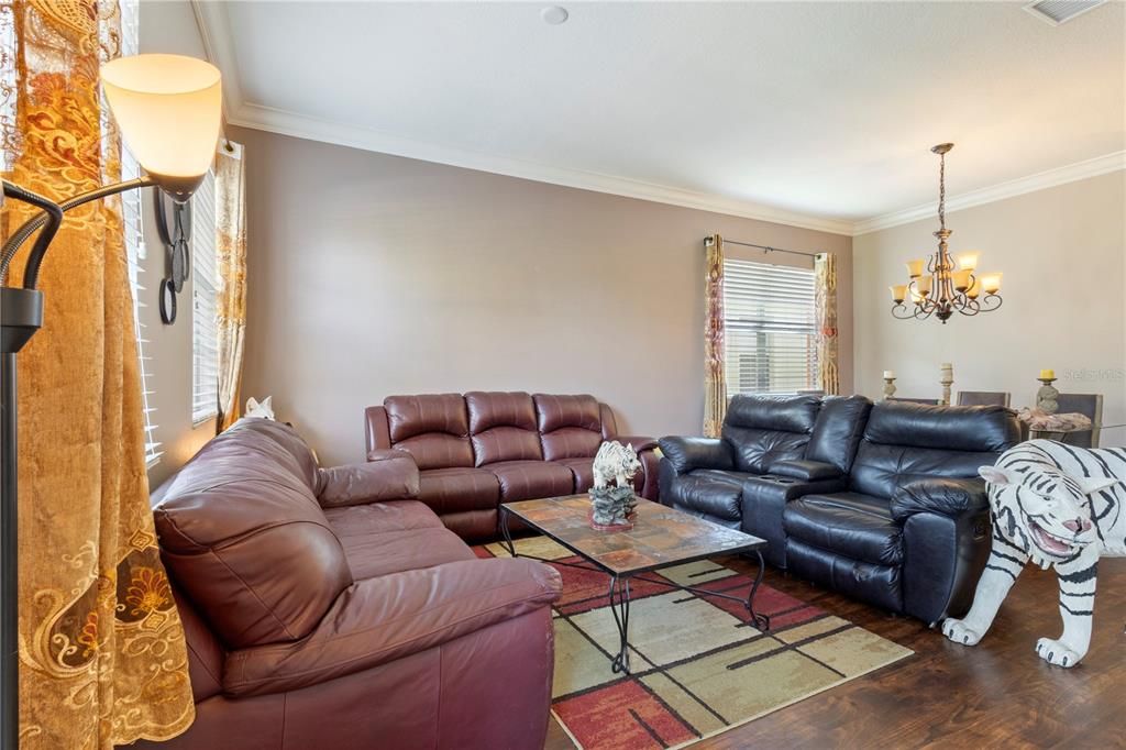 Chandelier, Interior, Living room, Wood Texture Flooring