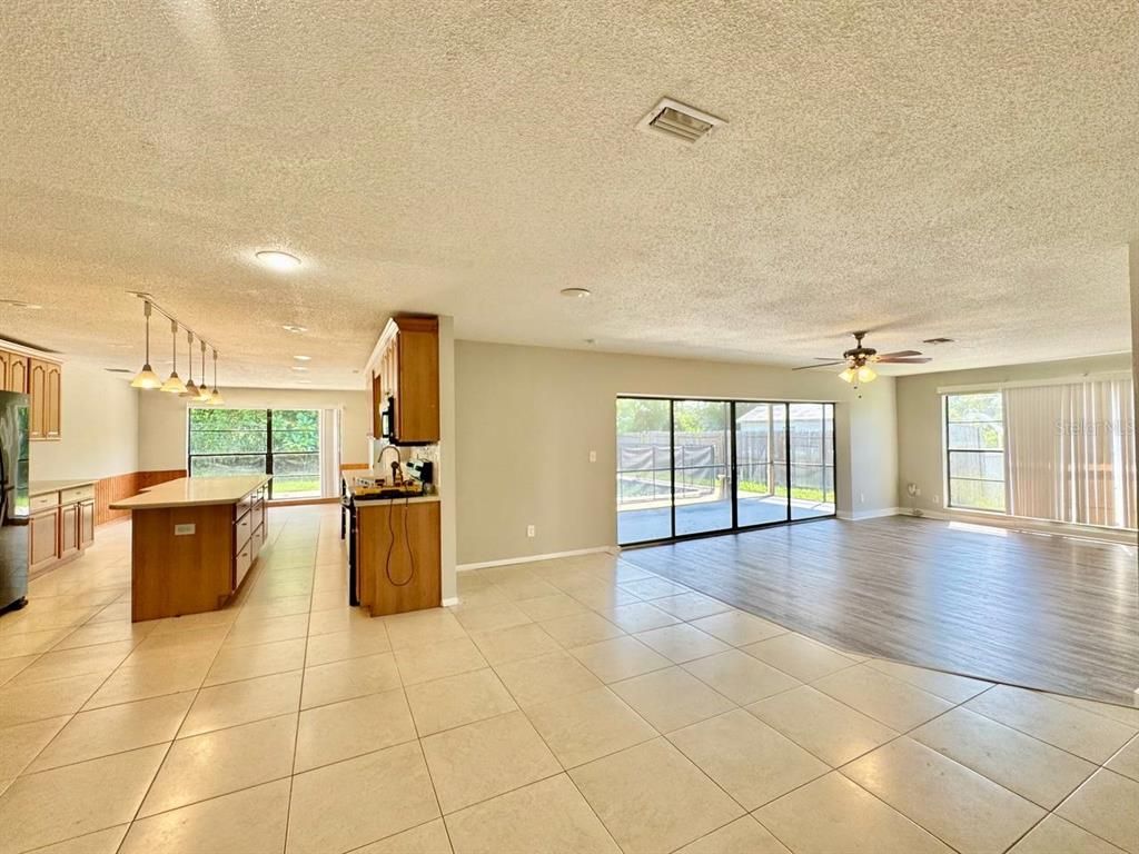 Empty room, Interior, Kitchen, Pendant Lights, Recessed Lighting