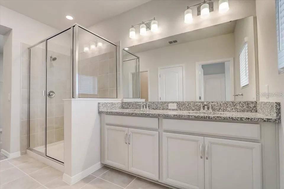 Bathroom, Dual Sink Vanities, Glass Shower, Interior, Recessed Lighting