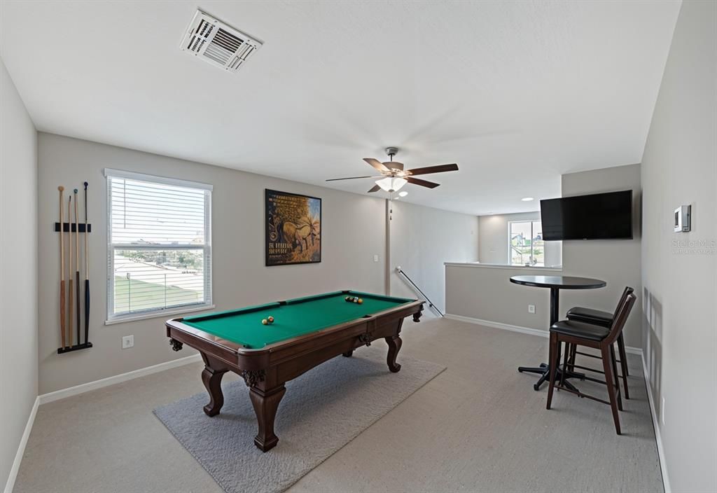 Billiard Table, Game Room, Interior, Recessed Lighting