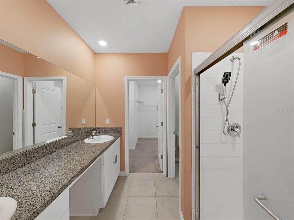 Bathroom, Dual Sink Vanities, Glass Shower, Interior, Recessed Lighting