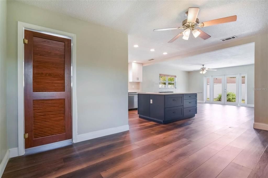 Interior, Kitchen, Recessed Lighting, Wood Texture Flooring
