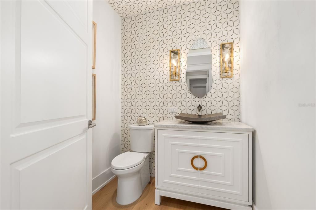 Bathroom, Interior, Tile Countertops, Wood Texture Flooring