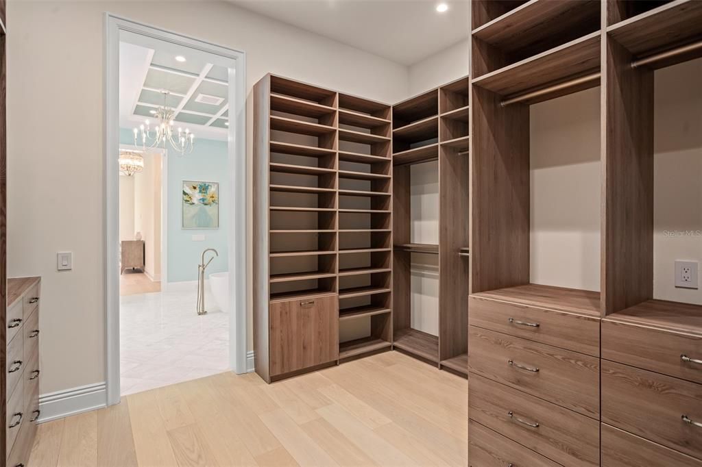 Chandelier, Interior, Recessed Lighting, Walk-in Closets, Wood Texture Flooring