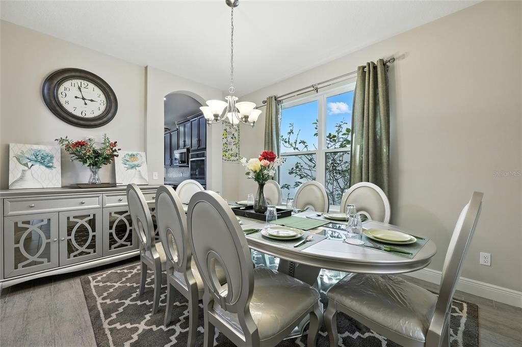 Chandelier, Dining room, Interior, Wood Texture Flooring