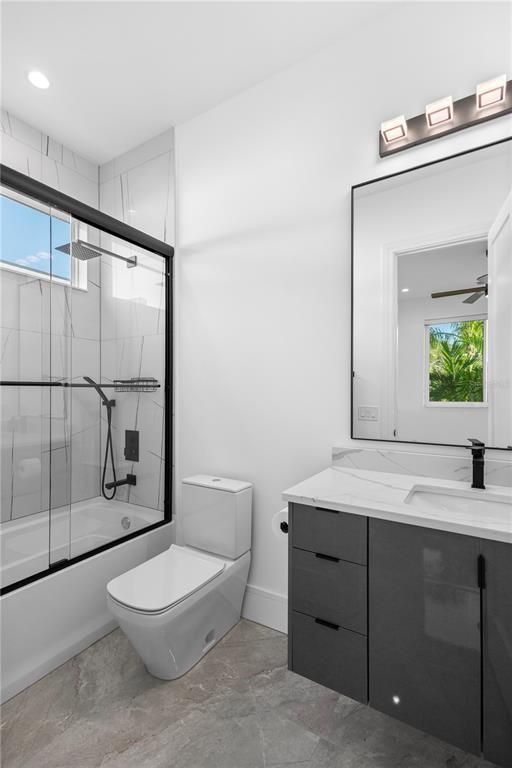 Bathroom, Glass Shower, Interior, Recessed Lighting