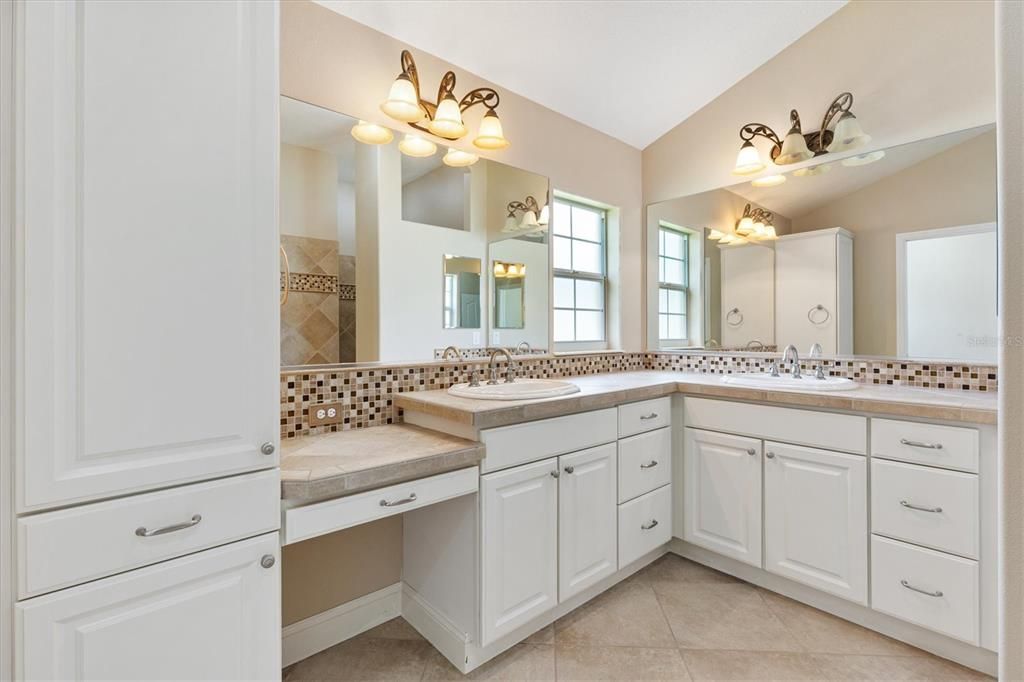 Bathroom, Dual Sink Vanities, Interior, Tile Countertops