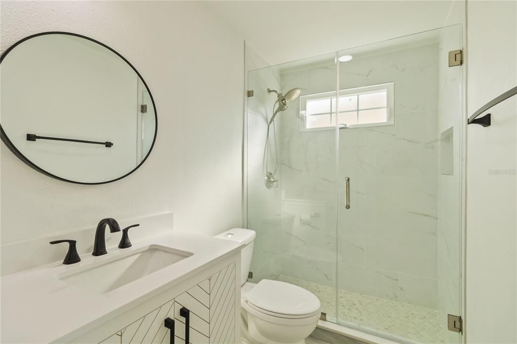 Bathroom, Glass Shower, Interior, Marble Walls