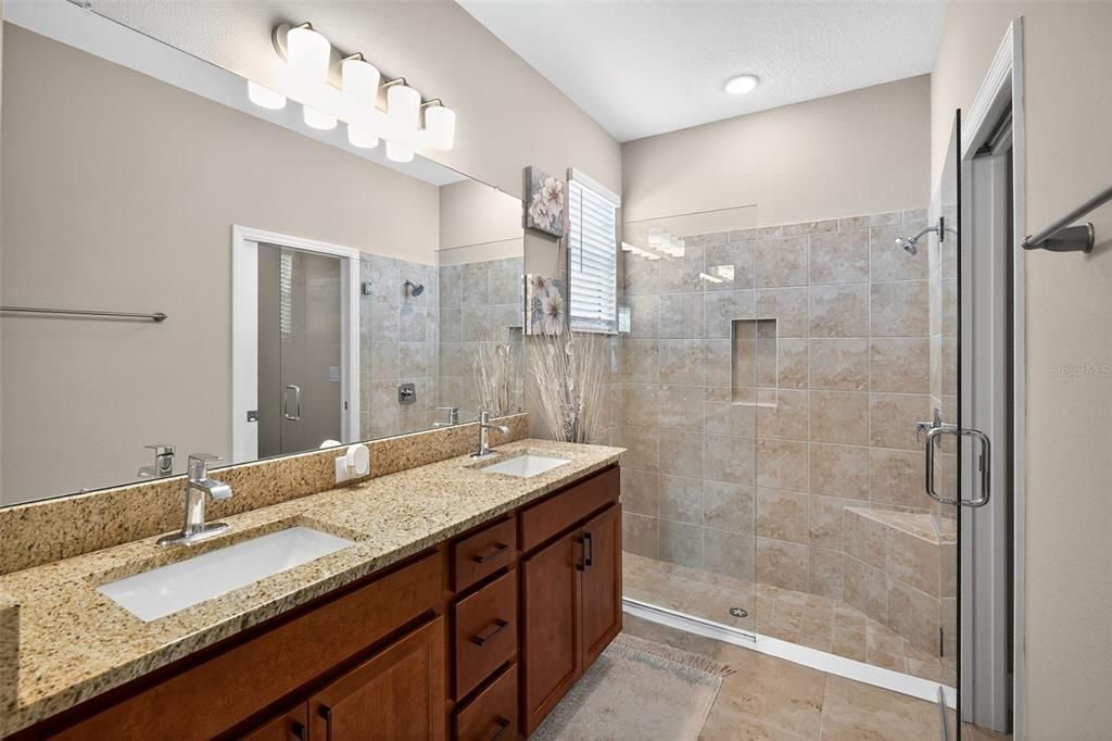 Bathroom, Dual Sink Vanities, Glass Shower, Interior, Recessed Lighting