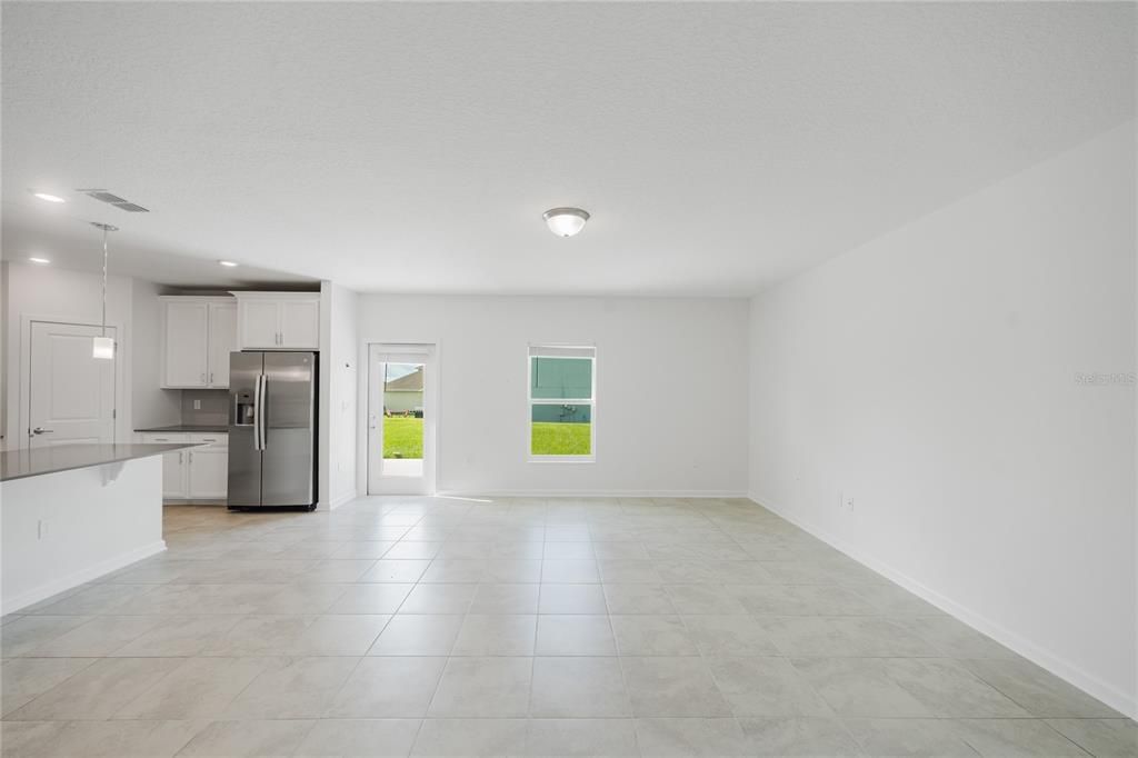 Empty room, Interior, Kitchen, Pendant Lights, Recessed Lighting, Stainless Steel Appliances