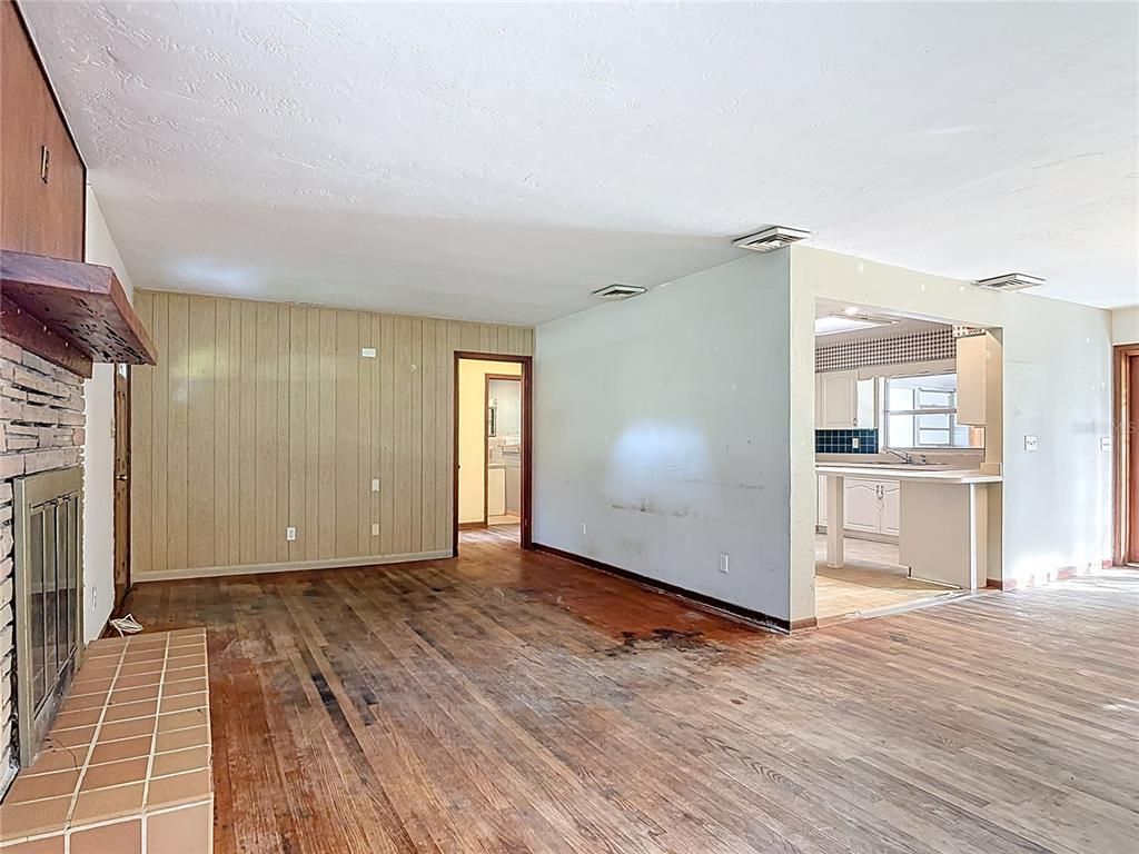 Empty room, Fireplace, Interior, Wood Texture Flooring