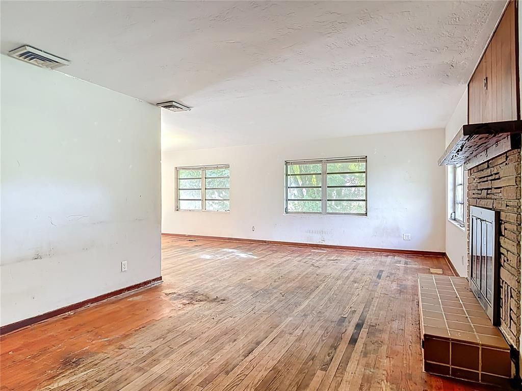 Empty room, Fireplace, Interior, Wood Texture Flooring