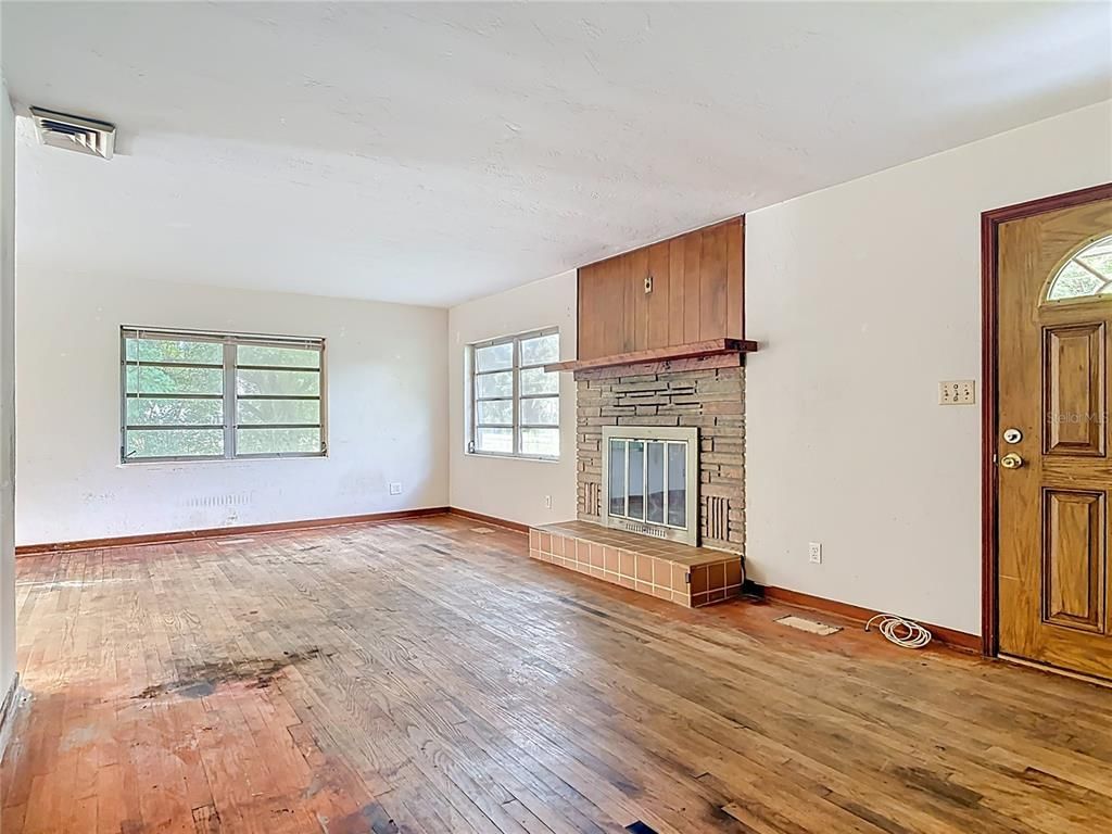 Empty room, Fireplace, Interior, Wood Texture Flooring