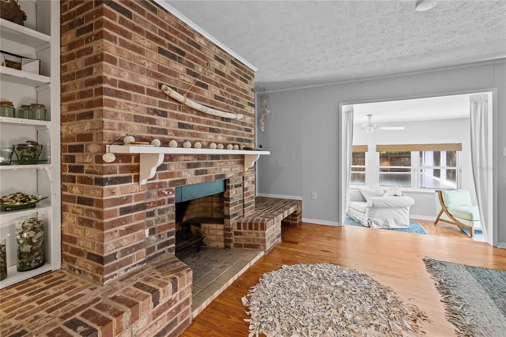 Fireplace, Interior, Stone Walls, Wood Texture Flooring