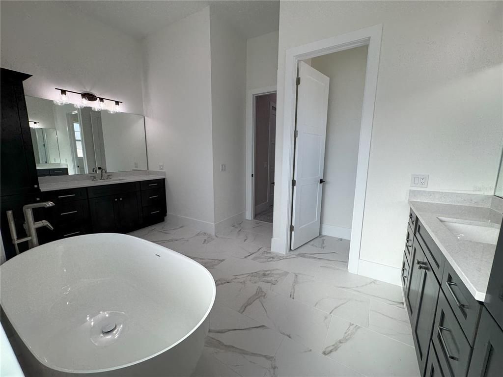Bathroom, Dual Sink Vanities, Free Standing Baths, Interior, Marble