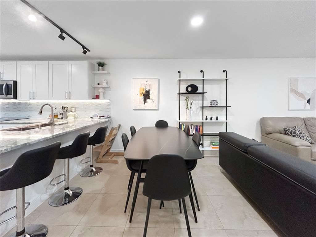 Dining room, Interior, Kitchen, Living room, Recessed Lighting