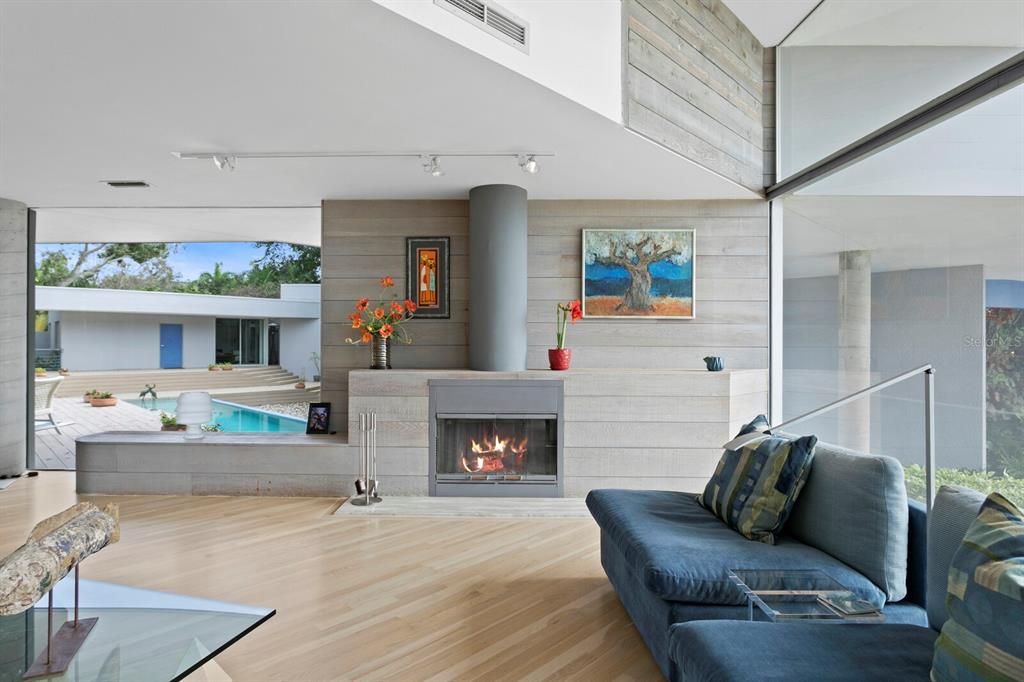 Fireplace, Interior, Wood Texture Flooring